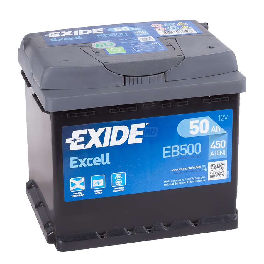EXIDE Excell 50R EB500 450A 207х175х190