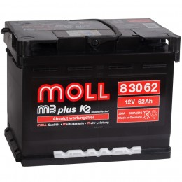 Автомобильный аккумулятор MOLL M3plus 62R 600А обратная полярность 62 Ач (242x175x190) 8 30 62 - фото 1