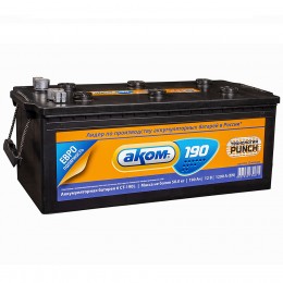 Аккумулятор автомобильный АКОМ 190 euro 1200 А обр. пол. 190 Ач ...