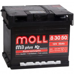 MOLL M3plus 50R (низкий) 420А обратная полярность 50 Ач (207x175x175)