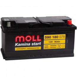 Автомобильный аккумулятор MOLL Kamina Start 90RS (низкий) 780А обратная полярность 90 Ач (353x175x175) - фото 1