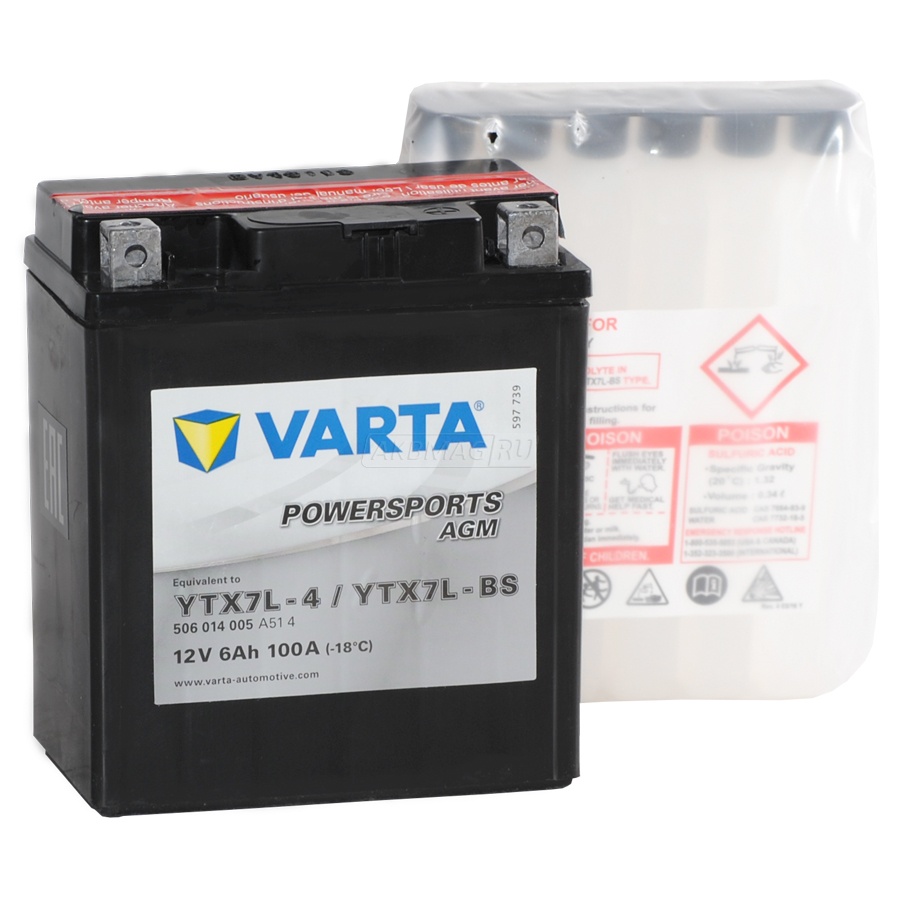 VARTA Powersports AGM YTX7L-BS