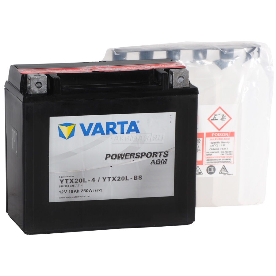 VARTA Powersports AGM YTX20L-BS