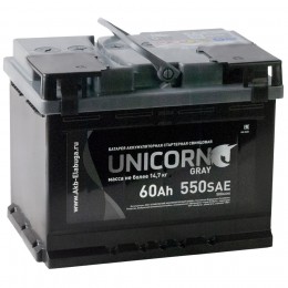 Автомобильный аккумулятор UNICORN GREY 60R 500А обратная полярность 60 Ач (242x175x190) - фото 1