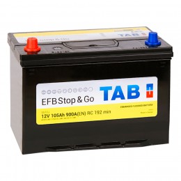 Автомобильный аккумулятор TAB EFB 105L 900А прямая полярность 105 Ач (303x173x225)