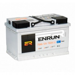 Автомобильный аккумулятор ENRUN 75L 760А прямая полярность 75 Ач (278x175x190) - фото 1