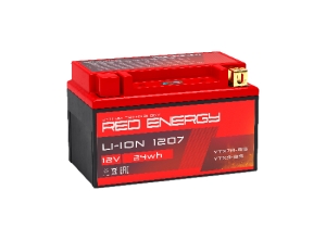 Аккумулятор для мототехники Red Energy LI-ION 12-07 24 Wh 130А Обратная полярность 3 Ач (150x87x93)