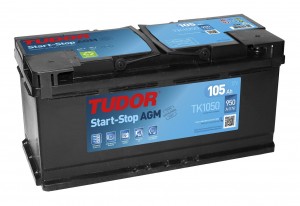 Автомобильный аккумулятор TUDOR Start-Stop AGM TK1050 (105R) 950А Обратная полярность 105 Ач (394x175x190) - фото 1