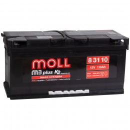 Автомобильный аккумулятор MOLL M3plus 110R 900А обратная полярность 110 Ач (394x175x190) фото