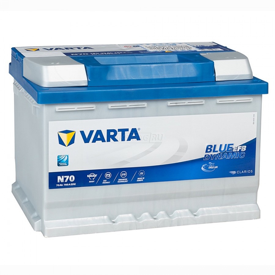 Аккумулятор автомобильный VARTA EFB N70 (70R) 760 А обр. пол. 70