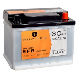 Автомобильный аккумулятор EFB 60R RL604 610А Обратная полярность 60 Ач (242x175x190) - фото 1