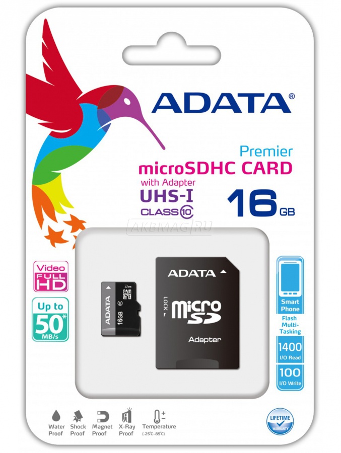 Карта памяти Adata microSD 10Class 16GB 