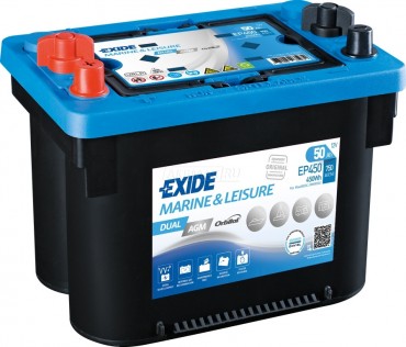 EXIDE MARINE LEISURE DUAL AGM 50L EP450 750A 260x173x206